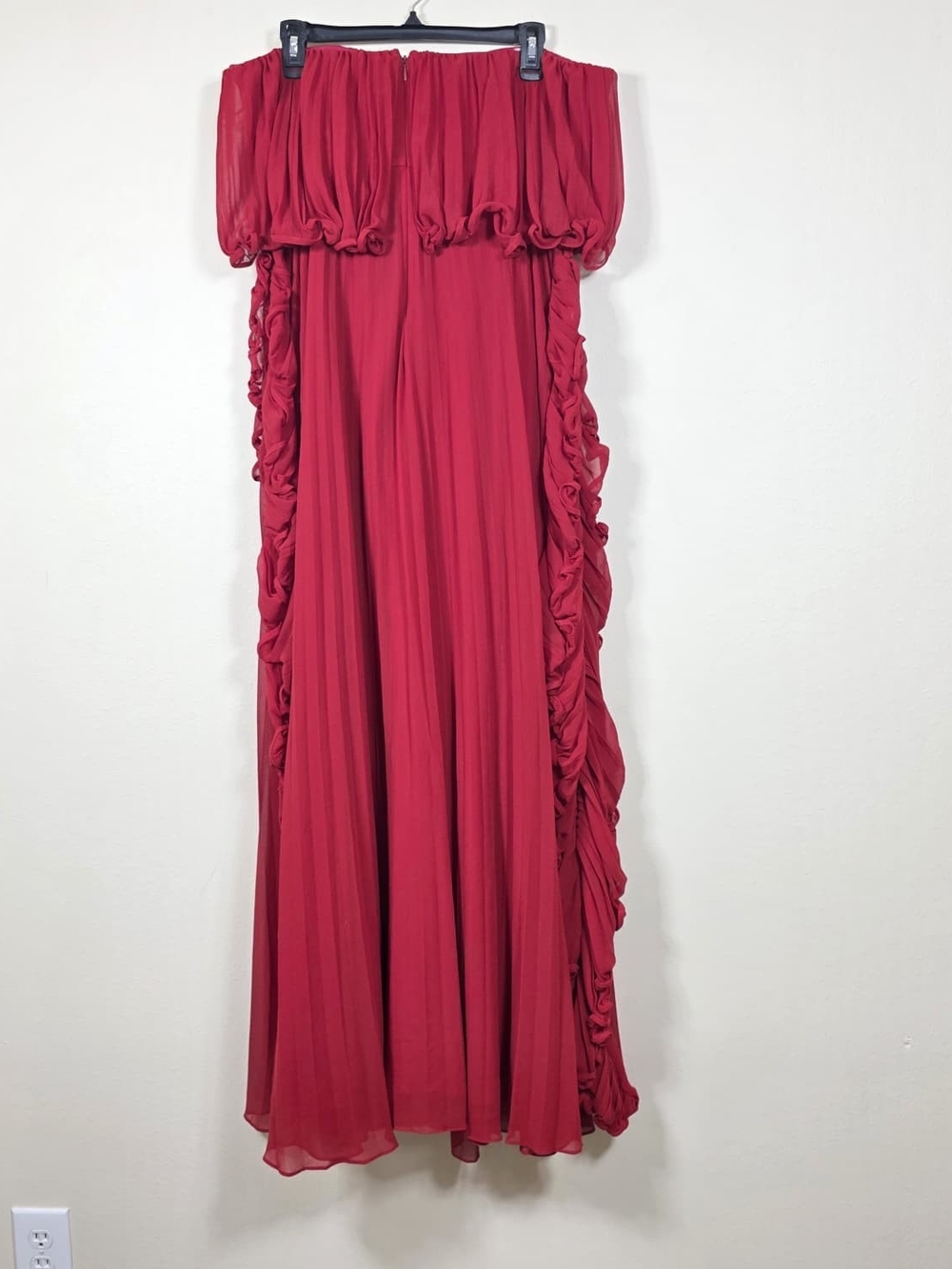 BADGLEY MISCHKA PLEATED RUFFLE GOWN SIZE 14 MSRP $890 - Picture 4 of 13